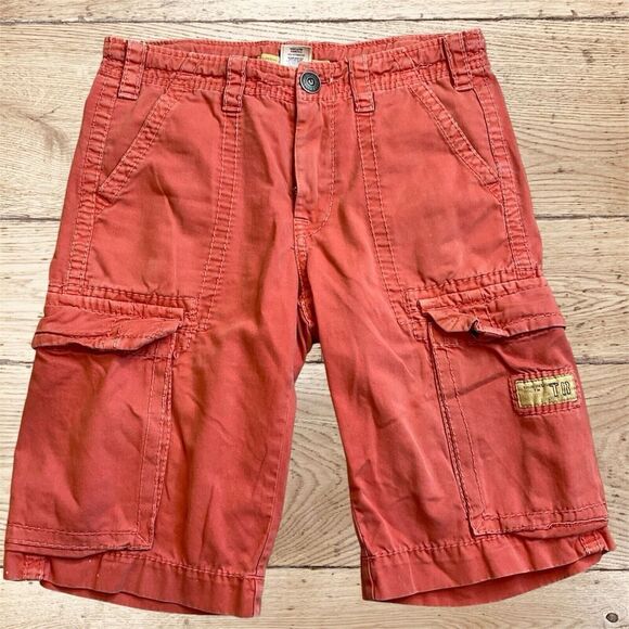 Men’s True Religion Isaac Cargo Shorts Coral Pink Nantucket Red‎ Size 28 - Picture 1 of 15